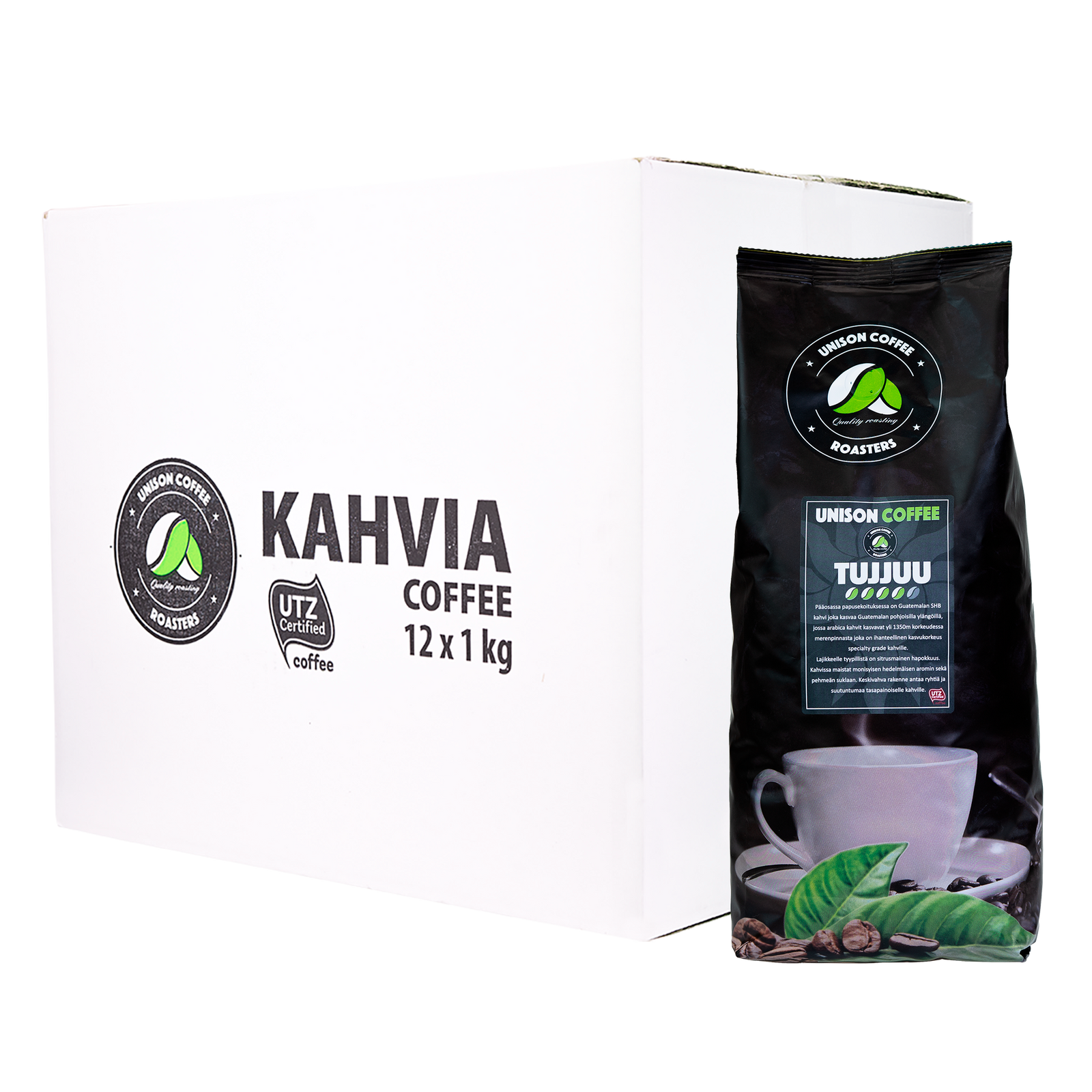 Tujjuu, tummapaahtoinen papukahvi 1000g x 12 kpl